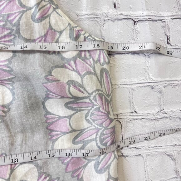 LOFT Factory woman’s 100% Linen Dress Gray Lavender Floral print sleeveless 8 - Picture 7 of 12